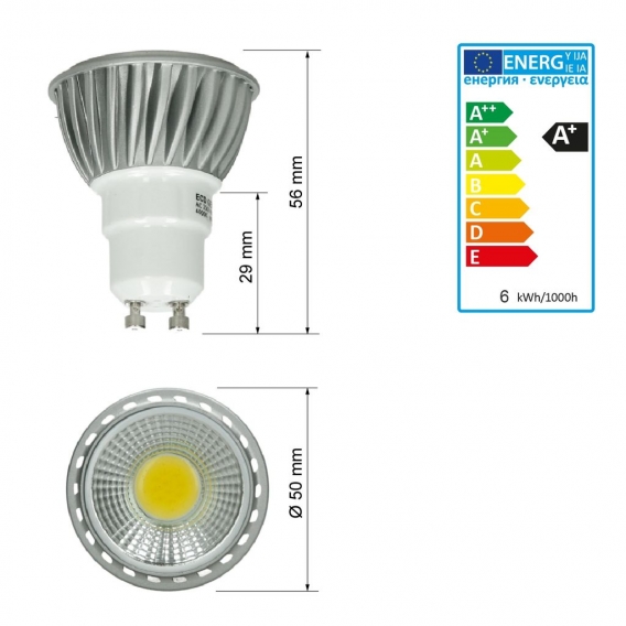 ECD Germany 5er Pack GU10 LED Spot 6W - AC 220-240V - 386 Lumen - 60° Abstrahlwinkel - Kaltweiß 6000K - ersetzt 30W Halogen - ni