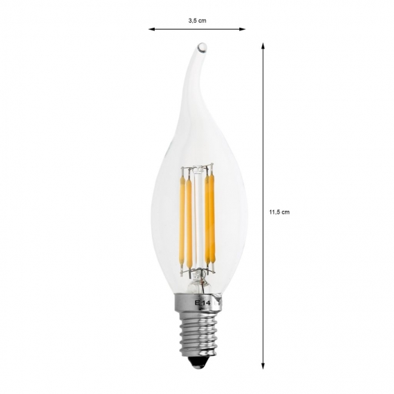 ECD Germany 5er Pack E14 LED Windstoß Kerze Filament 4W - AC 220-240V - 414 Lumen - 120° Abstrahlwinkel - Warmweiß 2800K - erset