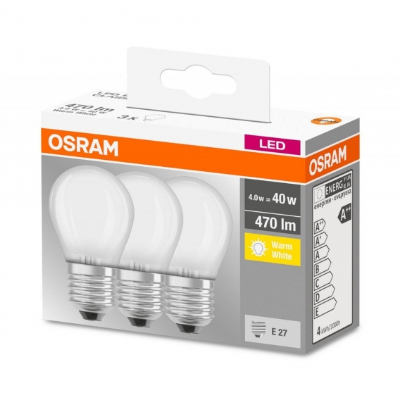 OSRAM LED BASE CLASSIC P 40 FS Warmweiß Filament Matt E27 Tropfen 3er Pack