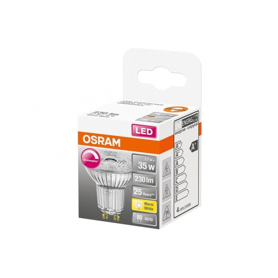 OSRAM Spot PAR16 LED 36 ° variables Glas - 3,7 W Äquivalent 35 W GU10 - Warmweiß