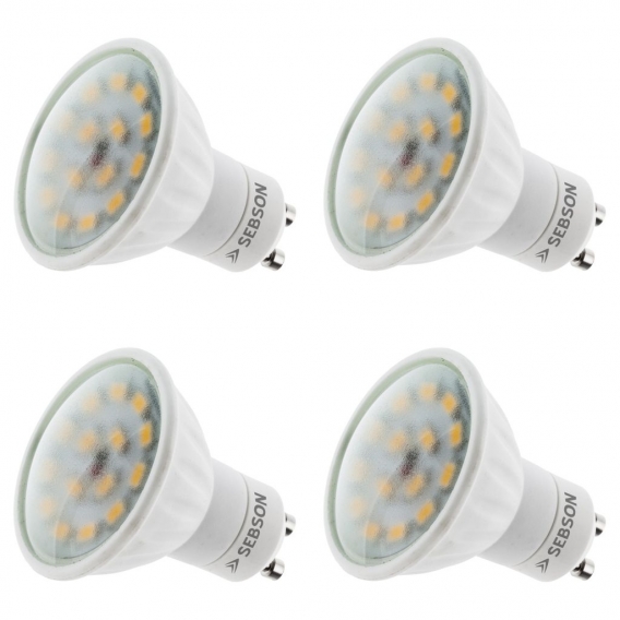 LED Lampen GU10 5W - 4x Leuchtmittel warmweiss 3000K 380lm 110° 230V SEBSON