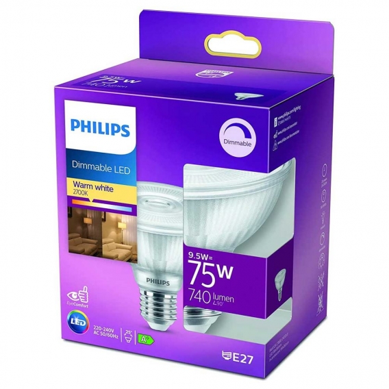 Philips LED Lampe ersetzt 75W, E27 Reflektor PAR30S, warmweiß, 740 Lumen, dimmbar, 1er Pack