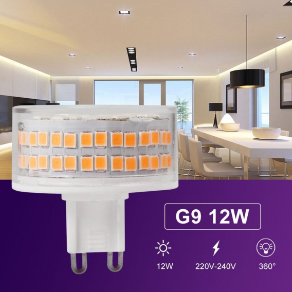 6 Stück G9 LED Lampe 800lm Leuchtmittel Brine 12W LED Mais Licht Ersatz 95W Halogenlampen 3000K Warmweiß 360 ° Abstrahlwinkel CR