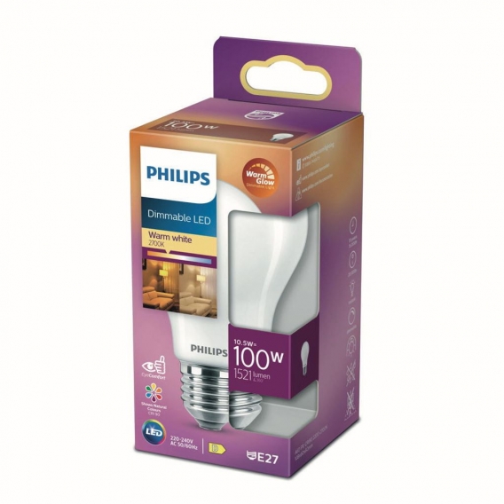 Philips LED Lampe ersetzt 100 W, E27 Standardform A60, weiß, warmweiß, 1560 Lumen, dimmbar, 1er Pack