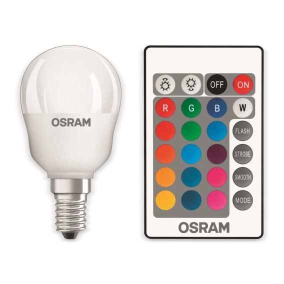 OSRAM LED-Lampe STAR + Sphärischer RGBW dep variabler Kühler - 4,5 W Äquivalent 25 E14 - Warmweiß