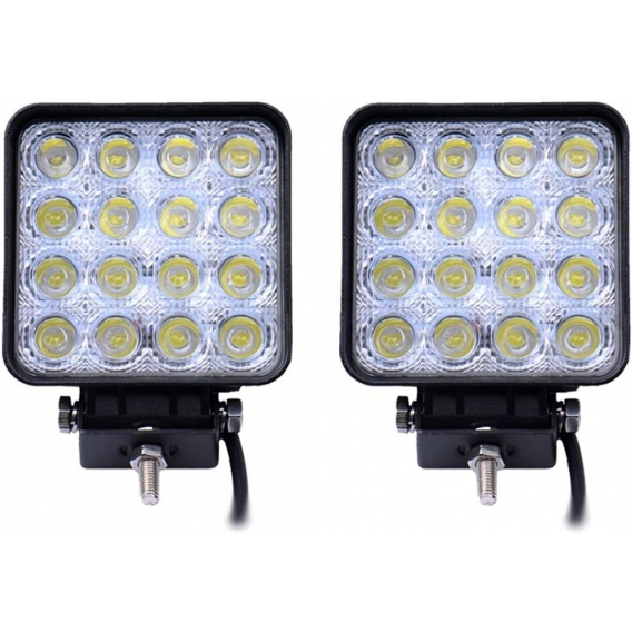 Greenmigo 2X 48W LED Lampe Square Scheinwerfer Kaltweiß Spot IP67 Arbeitsscheinwerfer