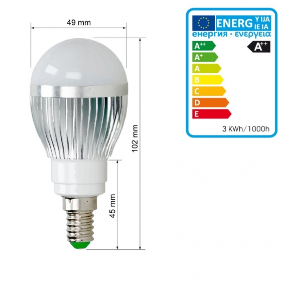 ECD Germany 3er Pack LED Birne mit IR-Fernbedienung 24 Tasten - E14 3W - RGB - AC 220-240V - 250 Lumen - 50x102 mm - farbwechsel