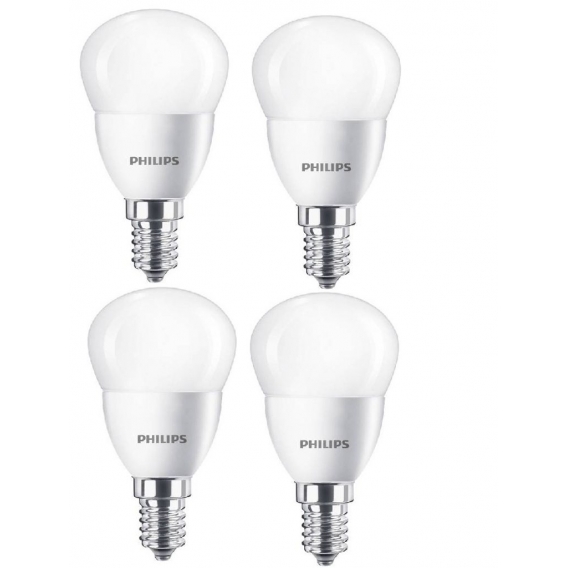 Philips 4 x LED Tropfenform Matt P45 Weiß 5,5W＝40W 470lm E14 2700K Warmweiß