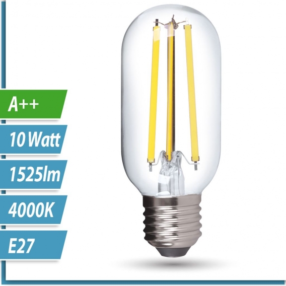 5x E27 LED Leuchtmittel 10W 230V neutralweiß 4000K Form T45 Ø45mm Lampen Filament Retro 1525 Lumen 5er Pack