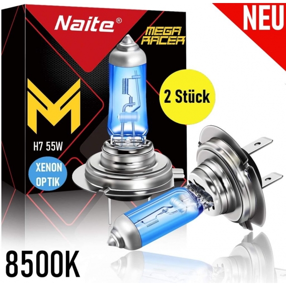 NAITE [2x] H7 PX26d 55W 12V Super Weiss Xenon Look Optik Halogen Birnen Lampe