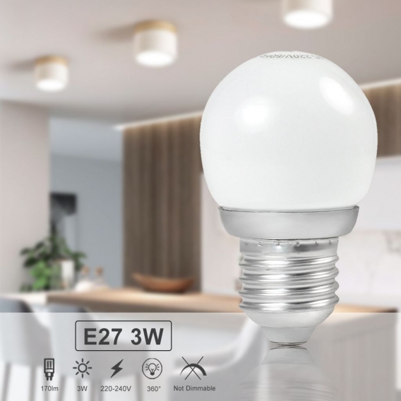 6X E27 3W ＝ 20W G45 LED Globus Lampe Aluminium + Glasabdeckung Warmweiß 170LM AC 220-240V