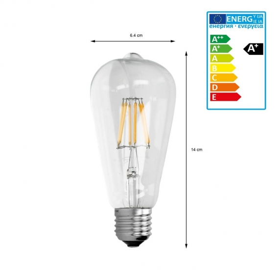 ECD Germany 4er Pack E27 LED Birne Filament 6W - AC 220-240V - 612 Lumen - 120° Abstrahlwinkel - Warmweiß 2800K - ersetzt 40W Gl