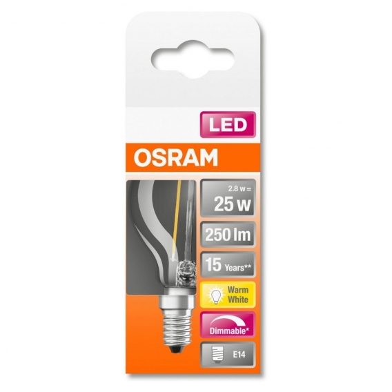 OSRAM LED SUPERSTAR CLASSIC P 25 BOX DIM Warmweiß Filament Klar E14 Tropfen