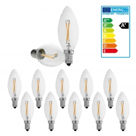 More about ECD Germany 10er Pack LED Kerze Filament E14 2W - Warmweiß 2800K - 204 Lumen - 120° Abstrahlwinkel - AC 220-240V - erstezt 15W G