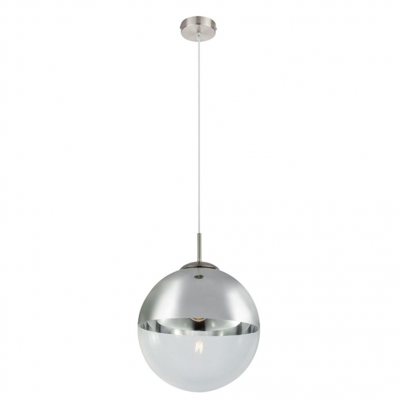 LED Hängelampe, Kugel, silber transparent, 30 cm, VARUS