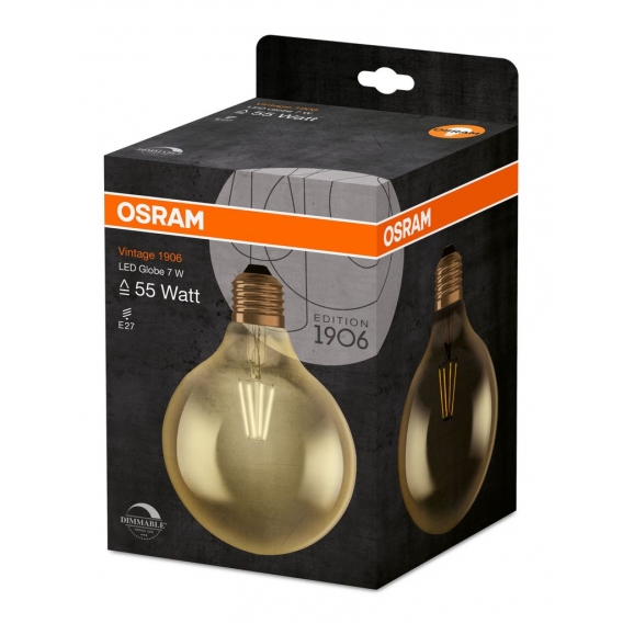 OSRAM LED VINTAGE 1906 CLASSIC GLOBE 125 55 FS DIM Warmweiß Filament Gold E27 Kugel