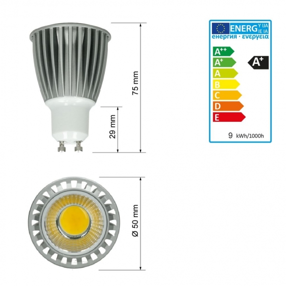 ECD Germany 10er Pack GU10 LED Spot 9W - AC 220-240V - 552 Lumen - 60° Abstrahlwinkel - Kaltweiß 6000K - ersetzt 60W Halogen - d