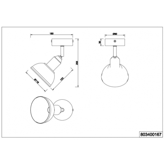 Trio wandspot Delhi20 cm Stahl/Holz braun/dunkelgrau