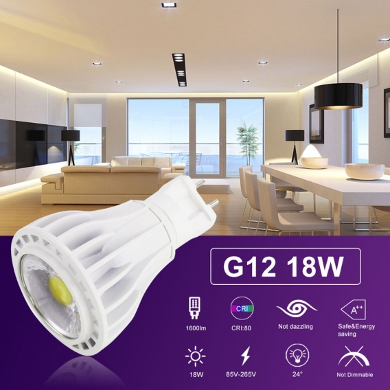 2 Stück G12 PAR20 LED Strahler 16W LED Lampe 7000K Kaltweiß COB 1600lm Ersetzt 125W Halogenlicht AC 85-265V