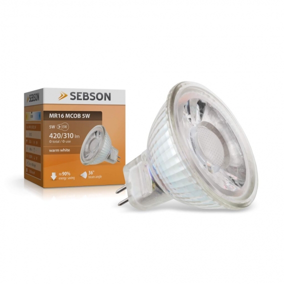 LED Lampen MR16 GU5.3 5W - Leuchtmittel 12V warmweiß 3000K 420lm 36° Spot SEBSON