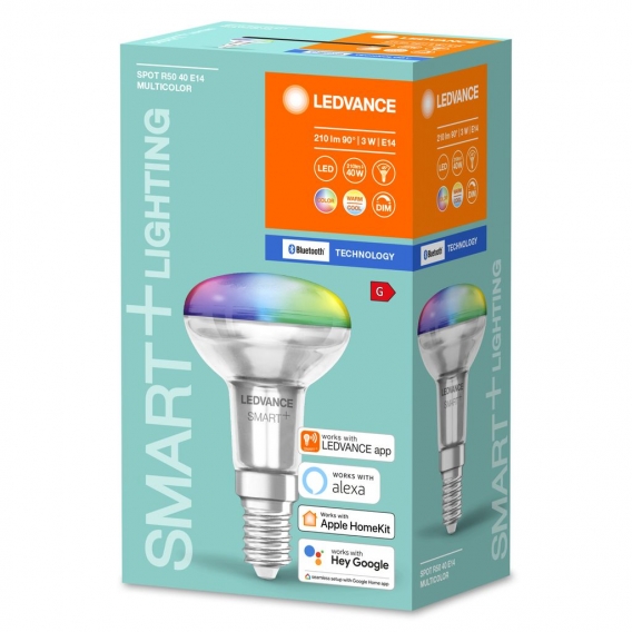 LEDVANCE Smarte LED-Lampe mit Bluetooth Mesh, R50 Spotlampe für E14 Sockel aus Glas mit 3W, ersetzt herkömmliche 40W-Reflektorla