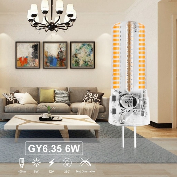 4 Stück GY6.35 6W LED Lampe 120x3014 SMD Warmweiß 3000K AC/DC 12V Mit Silikon Mantel