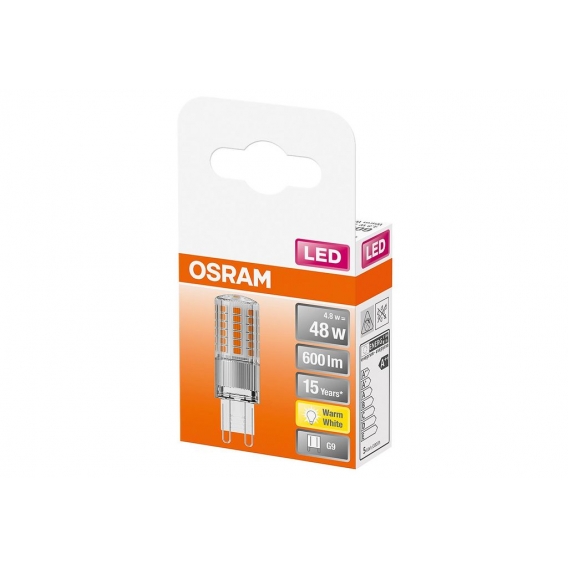 OSRAM LED Pin Lampe mit G9 Sockel, Warmweiss (2700K), 12V-Niedervoltlampe, 4.8W, Ersatz für herkömmliche 48W-Lampe