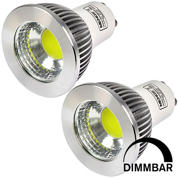 2 Stück Dimmbar GU10 COB LED Rampenlicht Lampe 5W Kaltweiß 6500K AC 220-240V Mit Aluminium Mantel