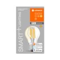 LEDVANCE Smarte LED-Lampe mit Wifi Technologie, Sockel E27, Dimmbar, Warmweiß (2700K), Tropfenform, Klares Filament, Ersatz für 