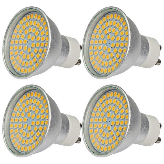 4 Stück GU10 LED Hohe Helligkeit Spotlicht 6W AC 220-240V Kaltweiß 6500K 72x2835 SMD Mit Aluminium Körper und Glas Mantel