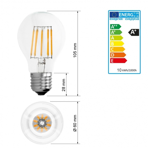 ECD Germany 2er Pack LED Filament Birne E27 10W - Classic Edison - Warmweiß 2800K - 1085 Lumen - AC 220-240V - erstezt ca. 50W G