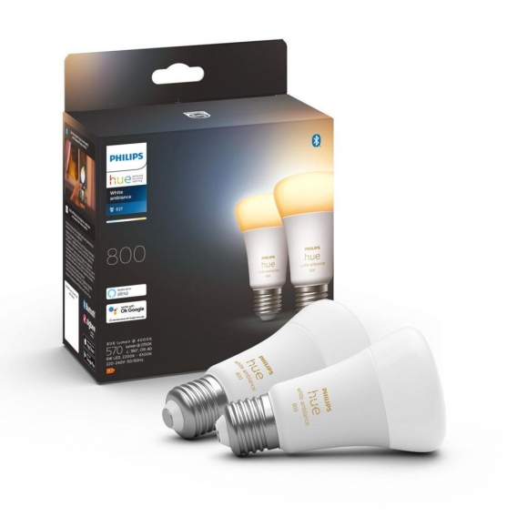 Philips Hue Bluetooth White Ambiance LED E27 60W 570lm Doppelpack