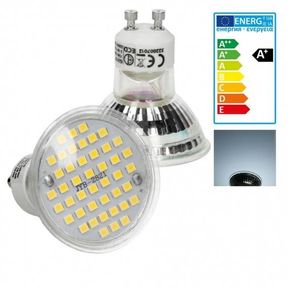 ECD Germany 5er Set LED Lampe GU10 44SMD Spot 3W - ersetzen 25W Glühbirne - aus Glas - 251 lumen - Kaltweiß 6000K - Leuchtmittel