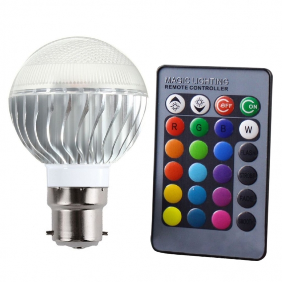 B22 3W LED RGB Glühbirne Dimmbar Lampe Licht Birne Leuchtmittel mit Fernbedienung