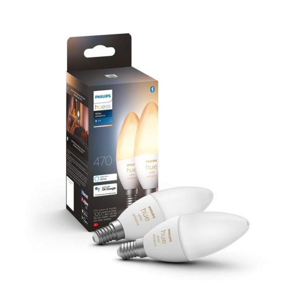 Philips Hue Bluetooth White Ambiance LED E14 5,2W 470lm Doppelpack