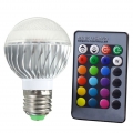 E27 3W LED RGB Glühbirne Dimmbar Lampe Licht Birne Leuchtmittel mit Fernbedienung