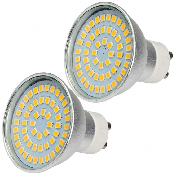 2 Stück GU10 LED Hohe Helligkeit Spotlicht 5W AC 220-240V Warmweiß 3000K 54x2835 SMD Mit Aluminium Körper und Glas Mantel