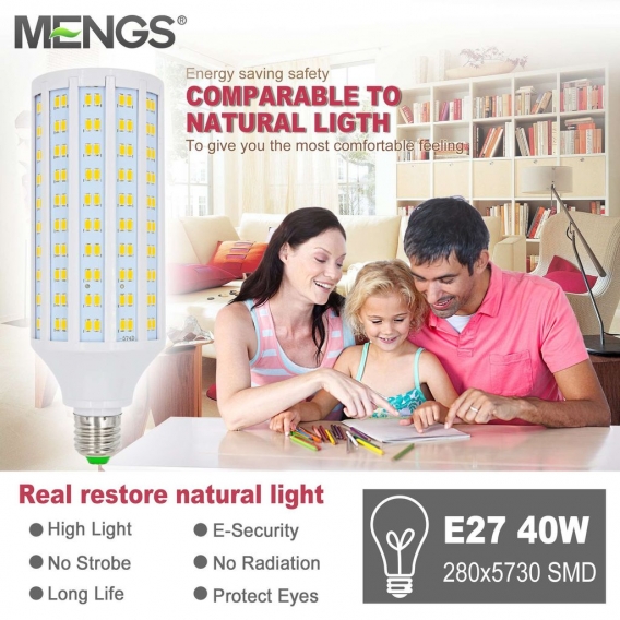 2 Stück E27 LED Lampe 40W LED Maislicht Warmweiß 3000K LED Leuchtmittel Ersatz 320W Halogen Glühbirne 3900LM 360°Abstrahlwinkel,