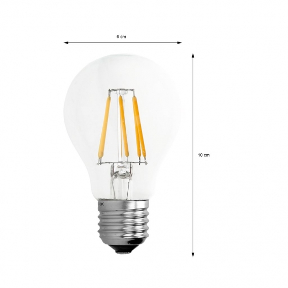 ECD Germany 4er Pack E27 LED Birne Filament 6W - AC 220-240V - 612 Lumen - 120° Abstrahlwinkel - Warmweiß 2800K - ersetzt 40W Gl