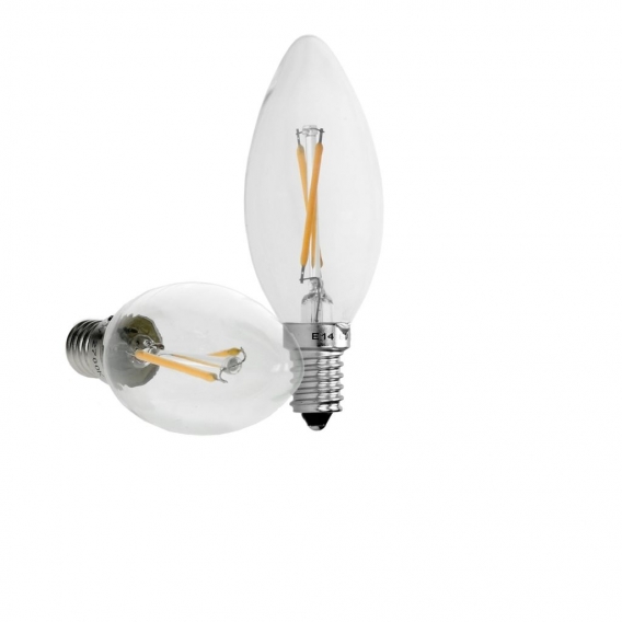 ECD Germany 4er Pack LED Kerze Filament E14 2W - Warmweiß 2800K - 204 Lumen - 120° Abstrahlwinkel - AC 220-240V - erstezt 15W Gl