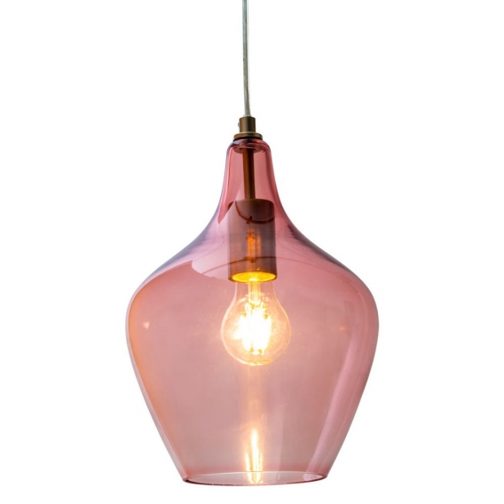 LED Hängeleuchte, silber, Glas pink , H 150 cm