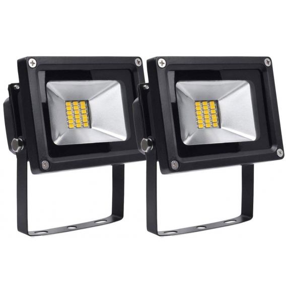 Greenmigo 2x 20W SMD Fluter Strahler Warmweiß Schwarz Aluminium Gehäuse IP65 Wasserdicht LED Lampe Wandleuchter Flulicht Flutbel