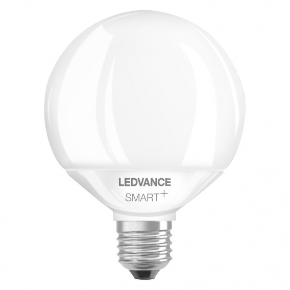 LEDVANCE Smarte LED-Lampe mit Wifi Technologie, Sockel E27, Dimmbar, RGB-Farben & Lichtfarbe änderbar, Globeform, Matt, Ersatz f