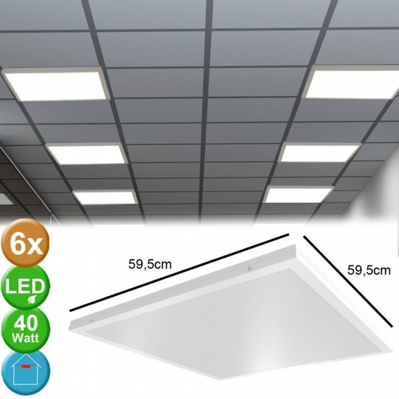 6x LED Aufbau-Einbau Panel, 4000 Lumen, kaltweiß, VT-6142