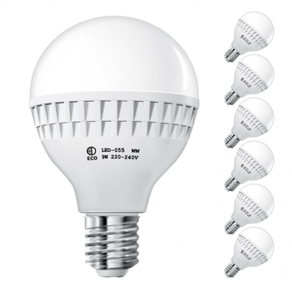 ECD Germany 6er Pack E27 LED Lampe Birne 9W - AC 220-240V - 584 Lumen - 270° Abstrahlwinkel - Kaltweiß 6000K - ersetzt 60W Glühl