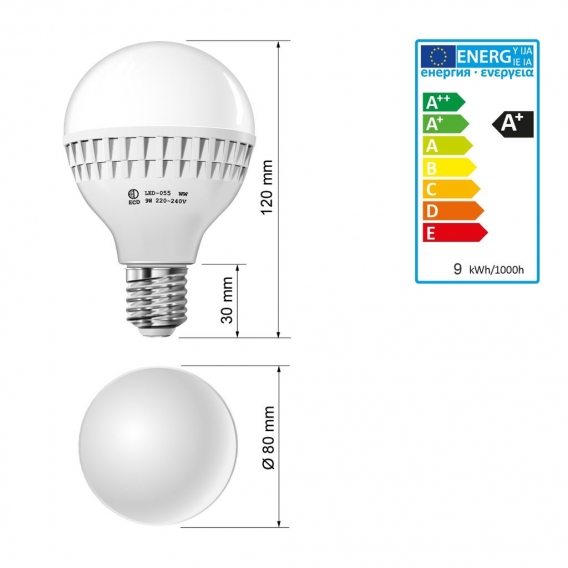 ECD Germany 6er Pack E27 LED Lampe Birne 9W - AC 220-240V - 584 Lumen - 270° Abstrahlwinkel - Kaltweiß 6000K - ersetzt 60W Glühl