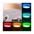 RGB LED Deckenleuchte, Holzoptik naturfarben, 38 cm, VARIOS