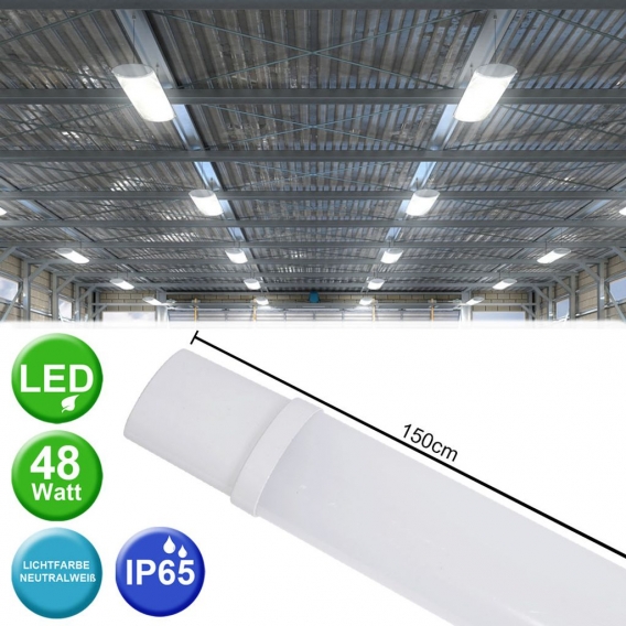 4x LED Wannenleuchten, 4000 Lumen, Neutralweiß, L 150 cm, VT-1549