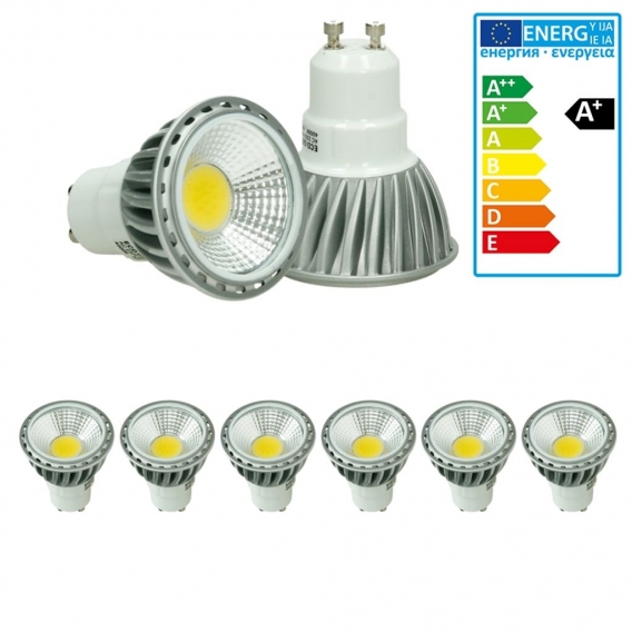 ECD Germany 6er Pack GU10 LED Spot 6W - AC 220-240V - 321 Lumen - 60° Abstrahlwinkel - Kaltweiß 6000K - ersetzt 30W Halogen - di