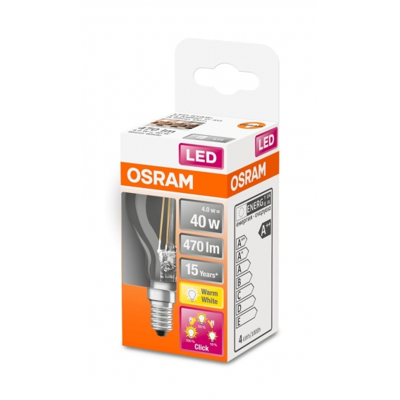 OSRAM LED 3-STEP-DIM CLASSIC P 40 BOX Warmweiß Filament Klar E14 Tropfen